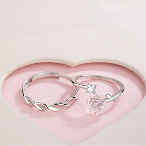Camellia Flower Matching Couple Ring