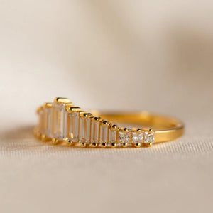 Dainty Tiara Graduated Baguette CZ Band Ring