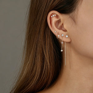 Triple Graduated Star Cartilage Stud Earrings