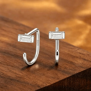 Minimalist Multi Shape CZ Open Hoop Earrings