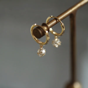 Minimalist Ball CZ Drop Huggie Hoop Earrings