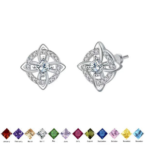 Celtic Knot Birthstone Geometric Stud Earrings