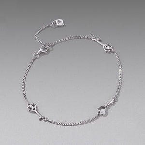 Elegant CZ Key Padlock Charm Chain Bracelet
