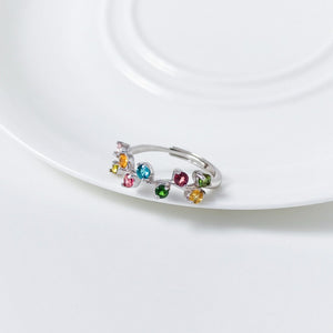 Rainbow Gemstone Leaf Branch Stacking Ring