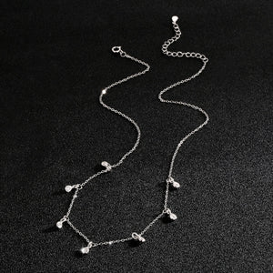 Dainty Teardrop CZ Pendant Station Necklace