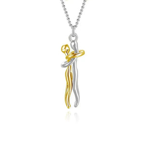 Couple Hug Two-Tone Pendant Necklace