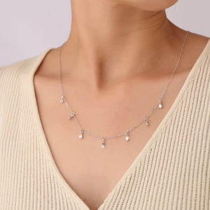 Dainty Teardrop CZ Pendant Station Necklace