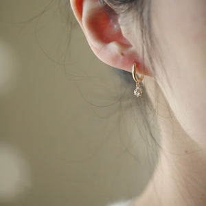 Minimalist Ball CZ Drop Huggie Hoop Earrings