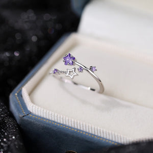 Colorful Celestial Star CZ Stacking Open Ring