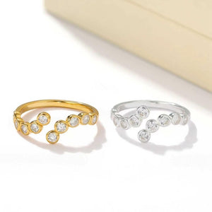 Minimalist Bezel Set CZ Adjustable Open Ring