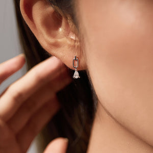 Pear Moissanite Paperclip Drop Stud Earrings