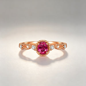 Dainty Magenta CZ Beaded Filigree Band Ring