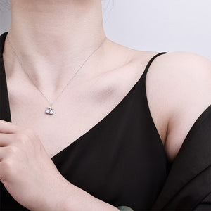 Dainty Moissanite Cherry Fruit Charm Necklace