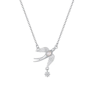 Mother Of Pearl Swallow Star Charm Necklace