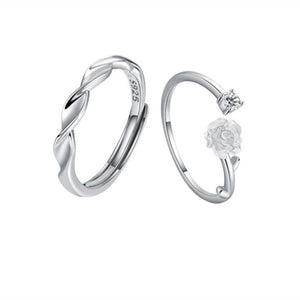 Camellia Flower Matching Couple Ring