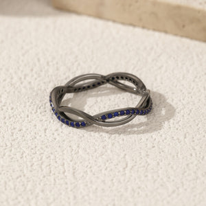 Vintage Blue CZ Intertwined Infinity Band Ring