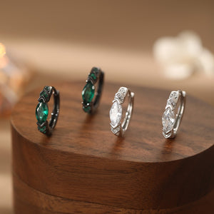 Geometric Marquise CZ Huggie Hoop Earrings