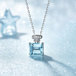 Aquamarine Perfume Bottle Pendant Necklace