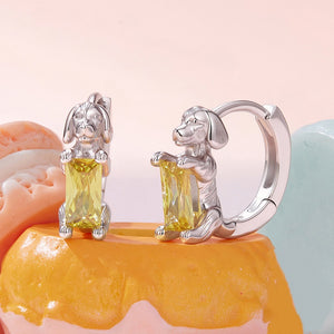Baguette CZ Cute Animal Huggie Hoop Earrings