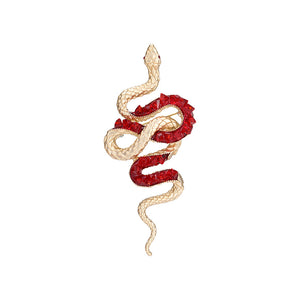 Gold Color Gemstone Snake Pin Brooch