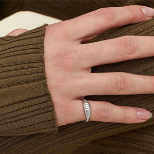 Textured Croissant Tapered Dome Band Ring