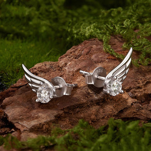Moissanite Sculpted Angel Wing Stud Earrings