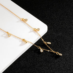 Dainty Teardrop CZ Pendant Station Necklace