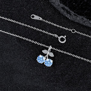 Dainty Moissanite Cherry Fruit Charm Necklace