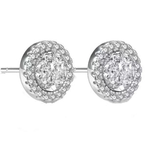 Round Pave Crushed CZ Halo Stud Earrings