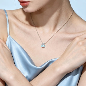 Aquamarine Perfume Bottle Pendant Necklace