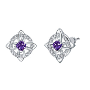 Celtic Knot Birthstone Geometric Stud Earrings