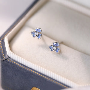 Dainty Blue Flower Screw Back Stud Earrings