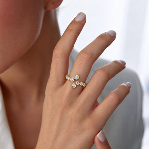 Minimalist Bezel Set CZ Adjustable Open Ring