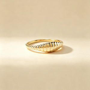 Textured Croissant Tapered Dome Band Ring