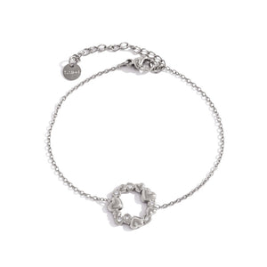 Tiny CZ Heart Circular Wreath Charm Bracelet
