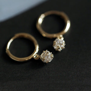 Minimalist Ball CZ Drop Huggie Hoop Earrings