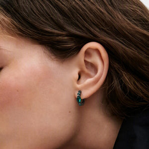 Geometric Marquise CZ Huggie Hoop Earrings