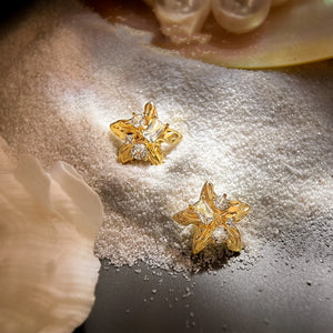 Sparkling CZ Starfish Beach Stud Earrings