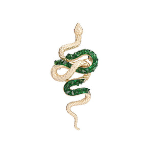 Gold Color Gemstone Snake Pin Brooch
