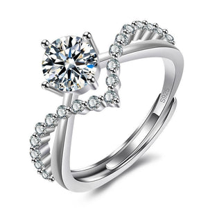 Solitaire Crown Pave CZ Couple Matching Ring