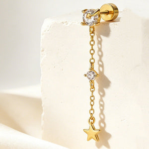 Dainty Celestial Star Dangle Drop Stud Earrings