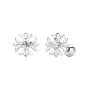 Dainty Four-Petal Cross Flower Stud Earrings