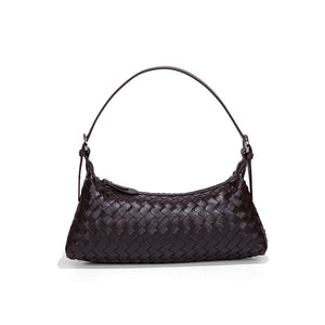 Woven Leather Baguette Shoulder Handbag