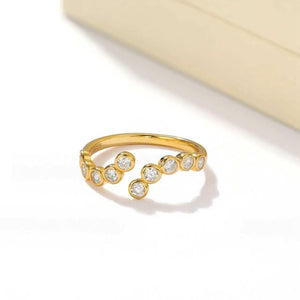 Minimalist Bezel Set CZ Adjustable Open Ring