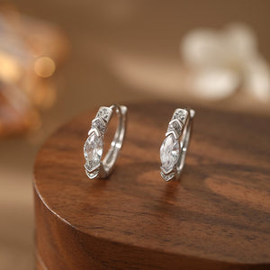 Geometric Marquise CZ Huggie Hoop Earrings