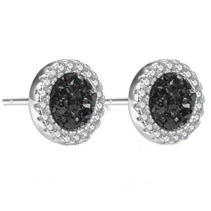 Round Pave Crushed CZ Halo Stud Earrings