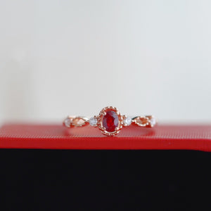 Dainty Magenta CZ Beaded Filigree Band Ring