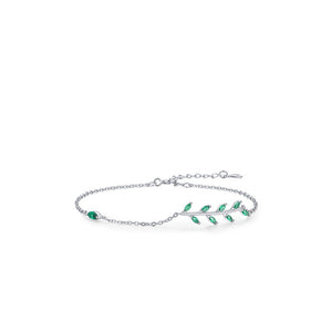Green Marquise CZ Leaf Branch Chain Bracelet