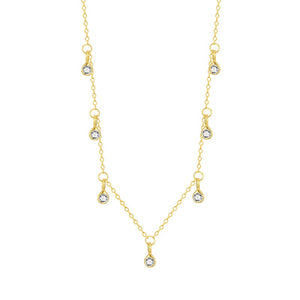 Dainty Teardrop CZ Pendant Station Necklace