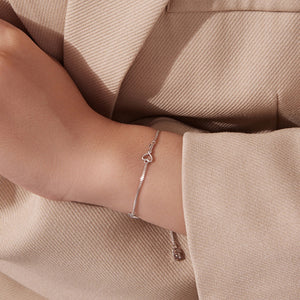 Elegant CZ Key Padlock Charm Chain Bracelet